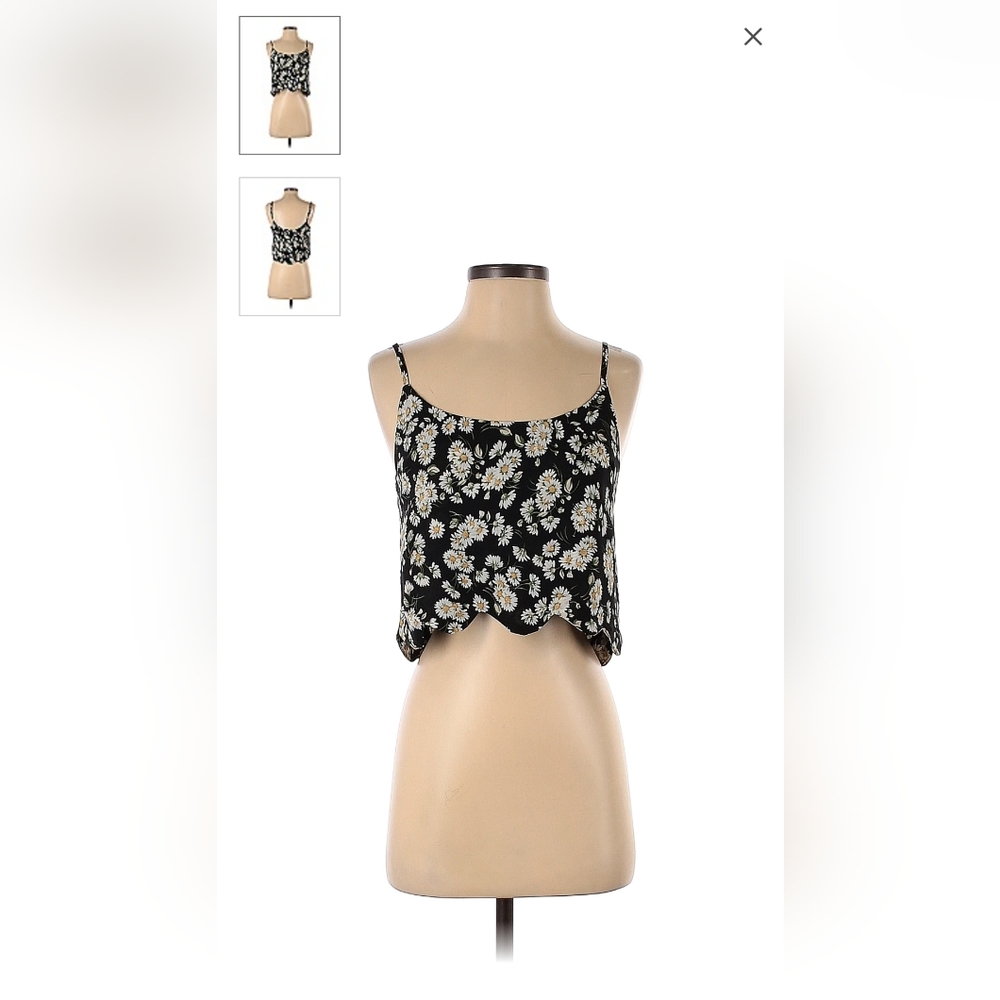 LA Hearts Small Black Floral Tank Top